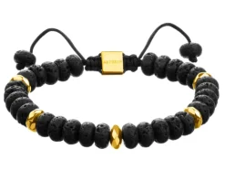 Bransoletka z mosiądzu pozłacana z lawą