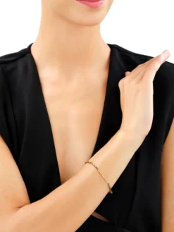 Bransoletka z mosiądzu pozłacana z hematytami