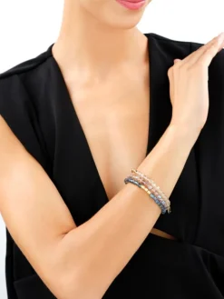 Bransoletka z mosiądzu pozłacana ze szklanymi detalami