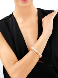 Bransoletka z mosiądzu pozłacana ze szklanymi detalami