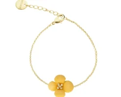 Bransoletka z mosiądzu pozłacana - kwiat