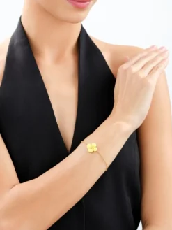 Bransoletka z mosiądzu pozłacana - kwiat