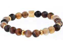 Bransoletka z mosiądzu pozłacana z agatami