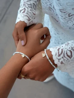 Bransoletka z mosiądzu pozłacana z muszlą i cyrkoniami - słoń