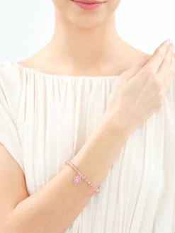 Bransoletka z mosiądzu pozłacana z kwarcami i cyrkoniami - koniczyna