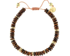 Bransoletka z mosiądzu pozłacana z tygrysim okiem