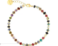 Bransoletka z mosiądzu pozłacana z jaspisami