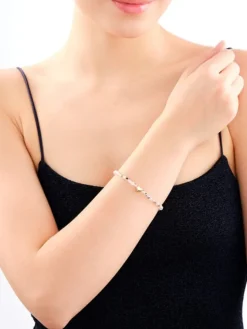 Bransoletka z mosiądzu pozłacana z agatami - serce