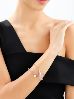 Bransoletka z mosiądzu pozłacana z turmalinami