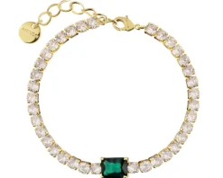 Bransoletka z mosiądzu pozłacana z cyrkoniami