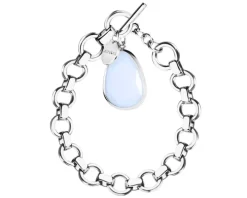 Bransoletka z mosiądzu rodowana ze szklanym detalem