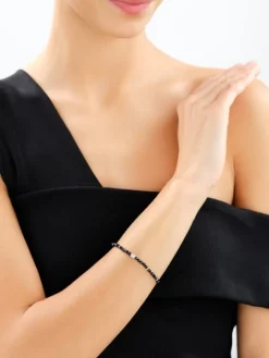 Bransoletka z mosiądzu rodowana z cyrkoniami i spinelami