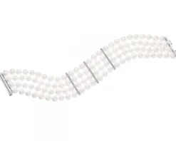 Bransoletka z perłami, brylantami i elementami białego złota - próba 585