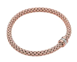 Bransoletka z różowego i białego złota z brylantami - 0,10 ct - próba 750