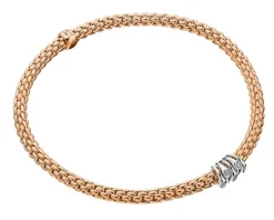 Bransoletka z różowego i białego złota z brylantami - 0,07 ct - próba 750