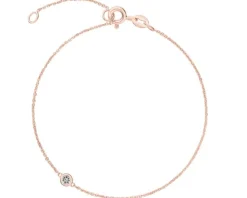 Bransoletka z różowego i białego złota z diamentem - 0,007 ct - próba 585