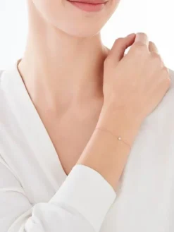 Bransoletka z różowego i białego złota z diamentem - 0,007 ct - próba 585