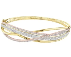 Bransoletka z żółtego, białego i różowego złota z brylantami - 2,30 ct - próba 585