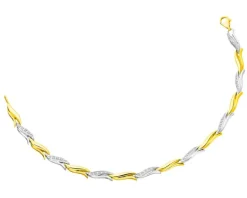 Bransoletka z żółtego i białego złota z diamentami - 19 cm - 0,16 ct - próba 585