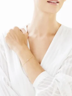 Bransoletka z żółtego i białego złota z diamentem - 0,007 ct - próba 375