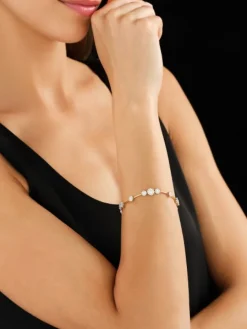 Bransoletka z żółtego i białego złota z brylantami - 19 cm - 1,75 ct - próba 585