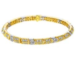 Bransoletka z żółtego i białego złota z diamentami - 18 cm - 4,53 ct - próba 585