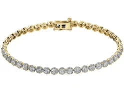 Bransoletka z żółtego i białego złota z diamentami - 18 cm - 1,00 ct - próba 585