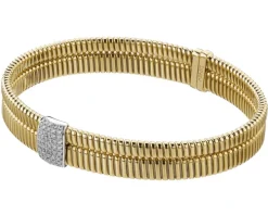 Bransoletka z żółtego i białego złota z brylantami - 0,29 ct - próba 750