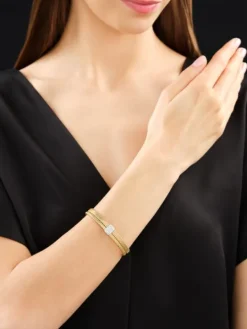 Bransoletka z żółtego i białego złota z brylantami - 0,29 ct - próba 750