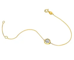 Bransoletka z żółtego i białego złota z brylantem - 0,02 ct - próba 375