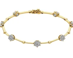 Bransoletka z żółtego i białego złota z brylantami - 18 cm - 0,90 ct - próba 585