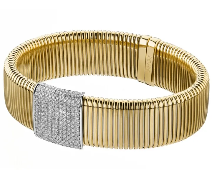 Bransoletka z żółtego i białego złota z brylantami - 1,00 ct - próba 750