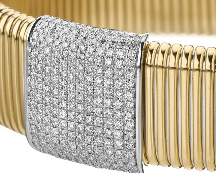 Bransoletka z żółtego i białego złota z brylantami - 1,00 ct - próba 750