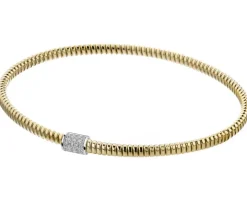 Bransoletka z żółtego i białego złota z brylantami - 0,13 ct - próba 750