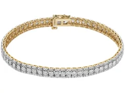 Bransoletka z żółtego i białego złota z diamentami - 18 cm - 3,00 ct - próba 585