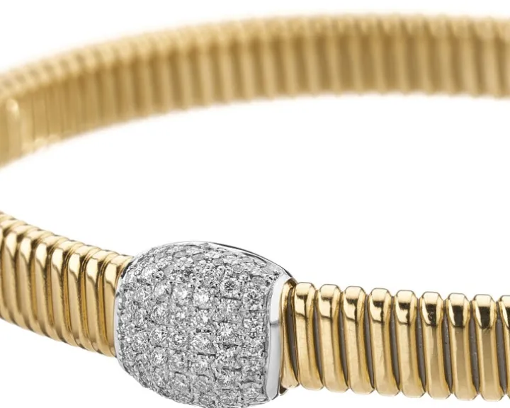 Bransoletka z żółtego i białego złota z brylantami - 0,36 ct - próba 750