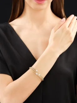 Bransoletka z żółtego i białego złota z brylantami - 0,38 ct - próba 750