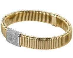 Bransoletka z żółtego i białego złota z brylantami - 0,68 ct - próba 750