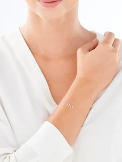 Bransoletka z żółtego złota diamentami - nieskończoność - 0,08 ct - próba 585