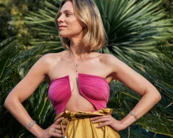 Bransoletka z żółtego złota z brylantami - 18 cm - 0,40 ct - próba 585