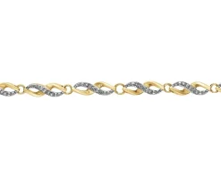 Bransoletka z żółtego złota z diamentami - 18 cm - 0,17 ct - próba 375