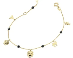 Bransoletka z żółtego złota z diamentami i agatami - próba 375