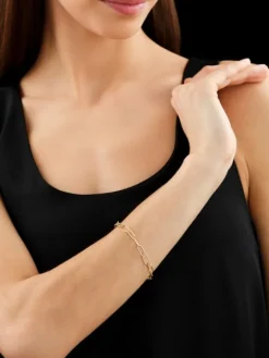 Bransoletka z żółtego złota z diamentami - 19 cm - 0,25 ct - próba 585