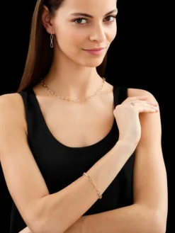 Bransoletka z żółtego złota z diamentami - 19 cm - 0,25 ct - próba 585