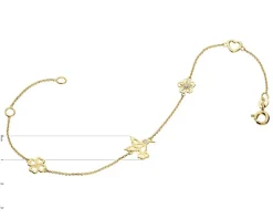 Bransoletka z żółtego złota z diamentami - koliber, koniczyna, kwiat - 0,01 ct - próba 375