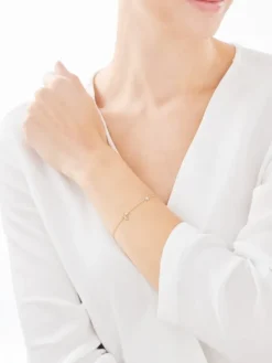 Bransoletka z żółtego złota z diamentami - koliber, koniczyna, kwiat - 0,01 ct - próba 375