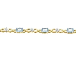 Bransoletka z żółtego złota z diamentami i topazami - 18 cm - próba 585