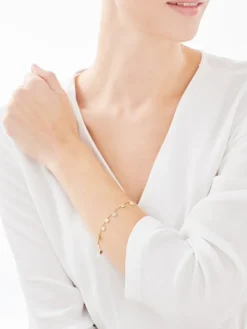 Bransoletka z żółtego złota z diamentem - koła - 0,005 ct - próba 375