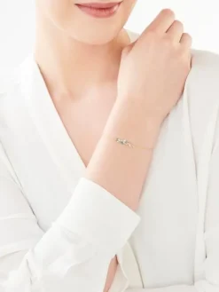 Bransoletka z żółtego złota z diamentami, topazami i cytrynami - liście - próba 585