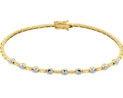 Bransoletka z żółtego złota z brylantami - 19 cm - 0,20 ct - próba 585